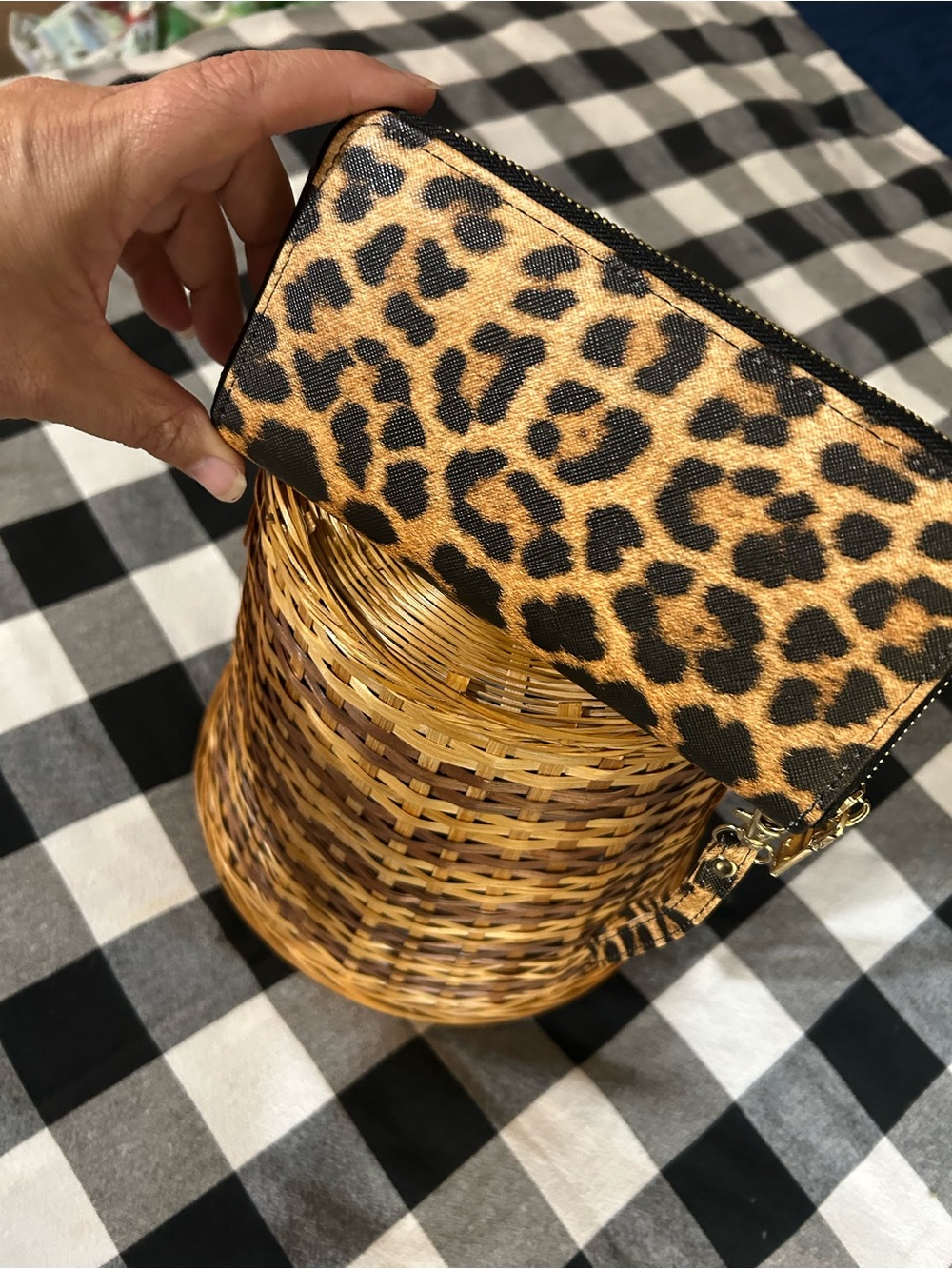 Leopard Print Clutch Wallet - Brown & Black
